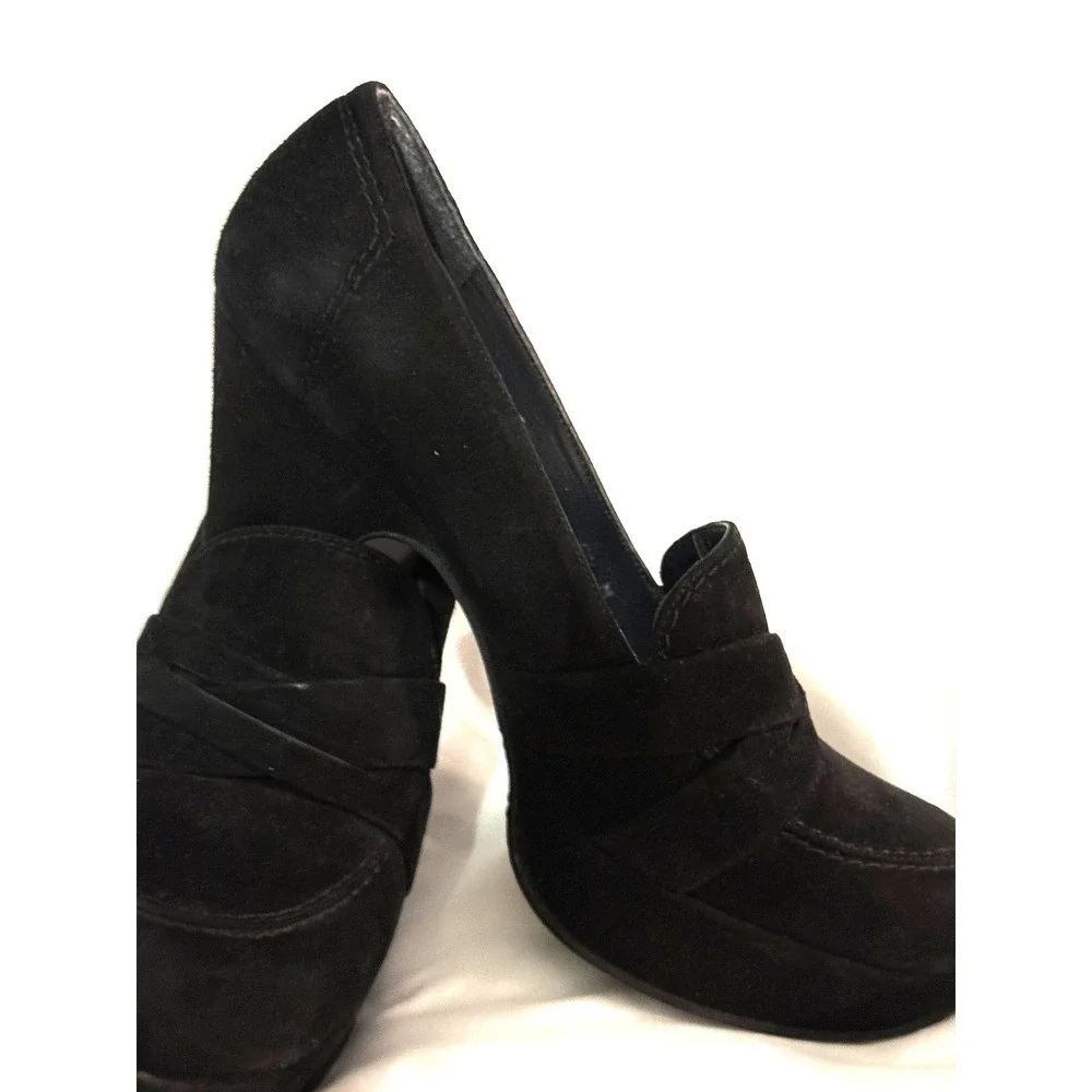 Stuart Weitzman Thea Black‎ Suede Platform Loafer Pumps Made in Spain 6.5 M
